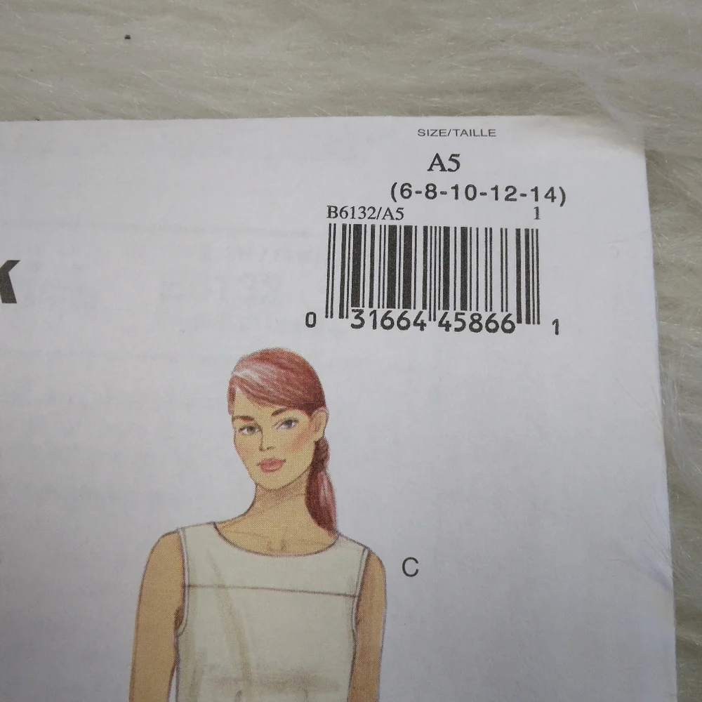 BUTTERICK B6132 SZ 6-14 MISSES Close Fitting Pullover Top In 4 Variations